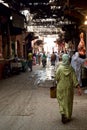 Small shops around the market with locals walking home at the end of the working day Royalty Free Stock Photo