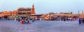 MARRAKESH, MOROCCO - JUNE 03, 2017: Evening in the famous Jemaa el-Fnaa square also Jemaa el-Fna, Djema el-Fna, or Djemaa el-Fnaa Royalty Free Stock Photo