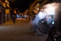 Marrakesh, Morocco - March 14, 2018: Street food stall in the medina of Marrakesh at night