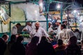 Marrakesh, Morocco - Oct 22, 2019: Jemaa el Fna market square with Koutoubia mosque, Marrakesh, Morocco Royalty Free Stock Photo