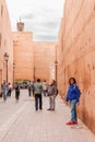 Tourists visiting the place of interest, the Kasbah of Marrakesh in Morocco