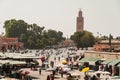 Marrakesh, Morocco 14 October 2021, view of The Koutoubia Mosque near the famous public place of Jemaa elFna