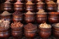 Marrakesh Spices in pots, Medina souk Royalty Free Stock Photo