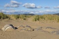 Marram grass, sand and rocks