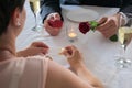 Marriage application at dinner with a fortune cookie Royalty Free Stock Photo