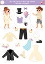 Marriage ceremony matching activity with cute bride, groom and their clothes. Match the objects game. Help the couple get ready