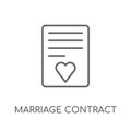 marriage contract linear icon. Modern outline marriage contract