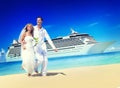 Marriage Couple Honeymoon Beach Summer Concept Royalty Free Stock Photo