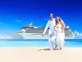 Marriage Couple Honeymoon Beach Summer Concept