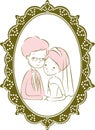 Marriage Couple Vector with Simple Frame