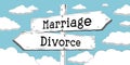 Marriage, divorce - outline signpost with two arrows Royalty Free Stock Photo