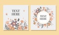 Marriage invitation card with custom sign and flower frame over wooden background. Vector illustration Royalty Free Stock Photo