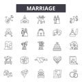 Marriage line icons, signs, vector set, linear concept, outline illustration Royalty Free Stock Photo