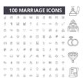 Marriage line icons, signs, vector set, outline illustration concept Royalty Free Stock Photo