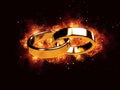 Marriage marriage marry ring rings wedding ring fire flames burn hot Royalty Free Stock Photo