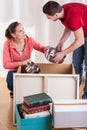 Marriage packing pots Royalty Free Stock Photo