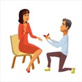 Marriage Proposal, Engagement Flat Illustration