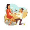 Marriage Proposal, Engagement Vector Drawing