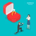 Marriage proposal flat isometric vector.