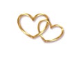 Marriage rings. Two golden interlocking hearts isolate on transparent or white background. 3d vector illustration happy valentine