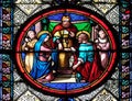 Marriage of St Joseph and Virgin Mary, stained glass window in the Basilica of Saint Clotilde in Paris