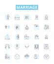 Marriage vector line icons set. Marriage, Wedlock, Union, Nuptials, Matrimony, Bond, Pledge illustration outline concept