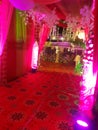 Marriage view , marriage hall , decorated with lights and flowers