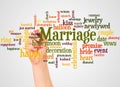 Marriage word cloud and hand with marker concept