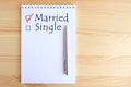 Married - checkbox with a red checkmark.