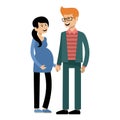 Married couple expects the child, the man and the pregnant woman