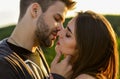 Married couple kissing making love on honeymoon. kissing couple portrait. delicate gorgeous kiss. man kiss woman. couple Royalty Free Stock Photo