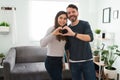 Married couple moving into their new home Royalty Free Stock Photo