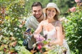 Married couple planting garden plants Royalty Free Stock Photo