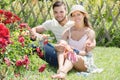 Married couple resting at the garden Royalty Free Stock Photo