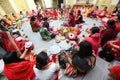 Married Hindu women offer prayers