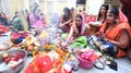 Married Hindu women offer prayers