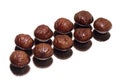 Marron glacÃÂ©, two rows, isolated