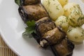 Marrow rolls with potato on white Royalty Free Stock Photo