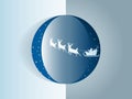 Marry christmas with Deer and santa claus driving in a sleigh with snow in the winter season Royalty Free Stock Photo