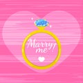 Marry me card design. Ring with a large diamond Royalty Free Stock Photo