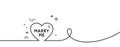 Marry me line icon. Sweet heart sign. Wedding love. Continuous line with curl. Vector