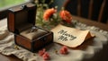a Marry Me note on aged parchment, bathed in soft light, evoking warmth and timeless love Royalty Free Stock Photo