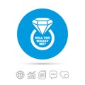 Marry me ring sign icon. Engagement symbol.