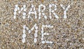 Marry Me? Yes! Stones on the beach Royalty Free Stock Photo