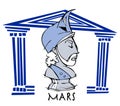 Mars,Ares, Greek God Cartoon