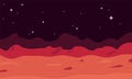 Mars background with flat design science planet. Alien red planet mars with stars. Research cosmas vector illustration landscape