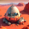 Mars base. Terrestrial Mars colony, conquest of planet Mars. Generative Artificial Intelligence