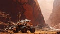 Mars in canyon with all terrain vehicle Royalty Free Stock Photo