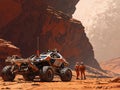 Mars in canyon with all terrain vehicle Royalty Free Stock Photo