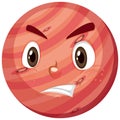 Mars cartoon character with angry face expression on white background